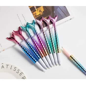 

15 PCs Cartoon Mermaid Design Ballpoint Pens Creative Signing Pens Student Stationery School Supplies - 0.5 mm/Black (Mixed Colo