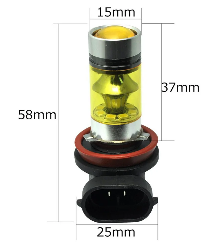 2 шт. H8 светодиодная лампа H11 противотуманная фара желтый 12 в 24 в 3000 К высокий яркий противотуманный Автомобильный свет H7 9005 9006 дальнего света