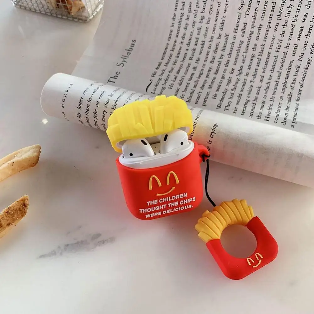 

Earphone Protective Case Cover Silicone Case Protection Ccute Cartoon Chips and Hamburger Pettern Design For Airpods 1/2