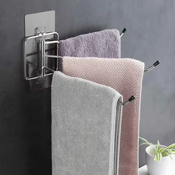

Towel Bar 180 Degree Towel Rack Bathroom Kitchen Wall-mounted Cabinet Shelf Owel Rack Towel Rack Household Hanging Holder