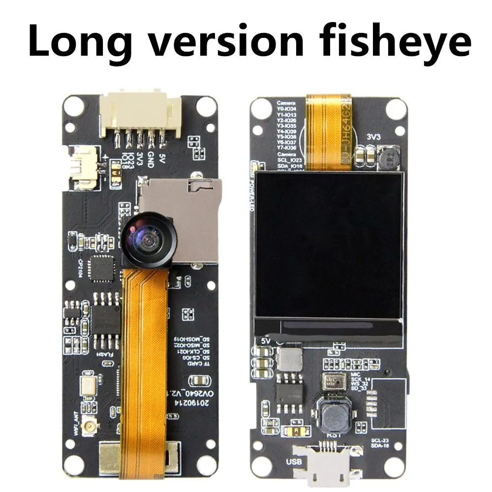 Fisheye TTGO T-camera Plus ESP32-DOWDQ6 8MB SPRAM WiFi модуль камеры OV2640 рыбий глаз MPU6050 расширенная версия - Комплект: Fisheye