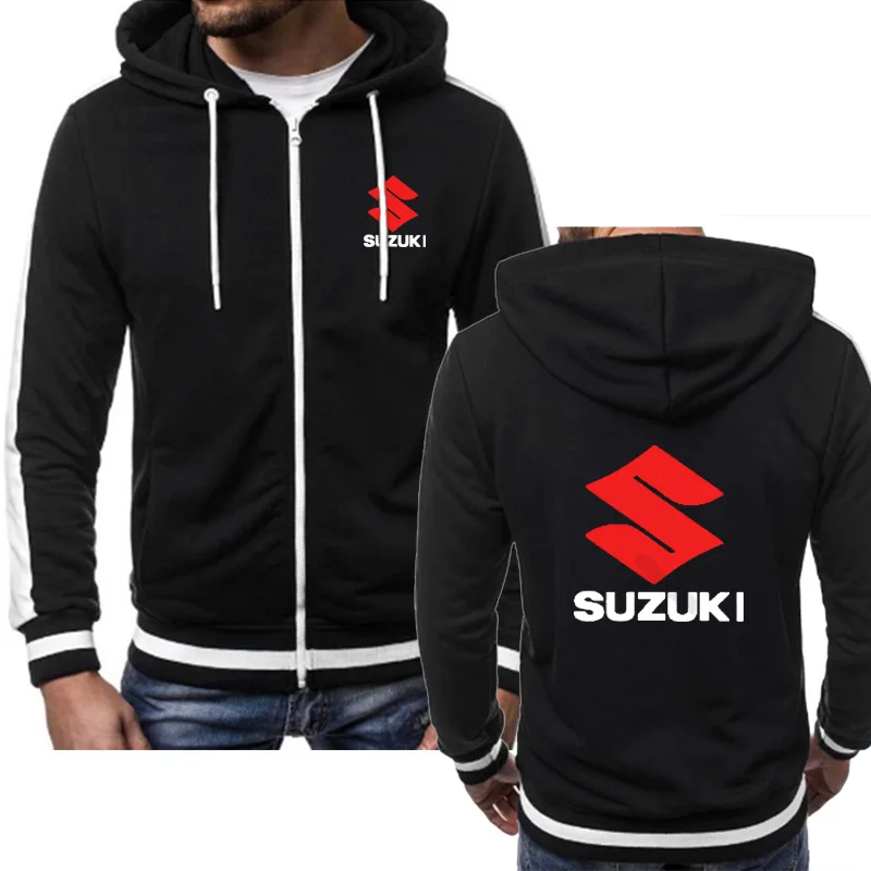 Толстовки мужские для Suzuki с логотипом автомобиля Толстовка Новая мода Толстовка весна осень флис хлопок куртка на молнии хип хоп Harajuku мужской сгусток - Цвет: Черный