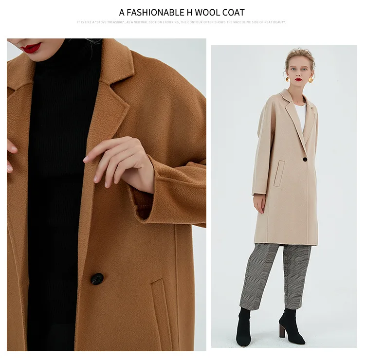 Дизайнерское теплое длинное роскошное шерстяное пальто большого размера женское зимнее пальто подиумная верблюжья кашемировое пальто женское Шерстяное Пальто на одной пуговице ins