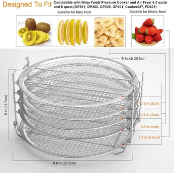 

Grill Stand Air Fryer With Five Stackable Layers Food Grade Stainless Steel Dehydrator Rack Accessories #R15