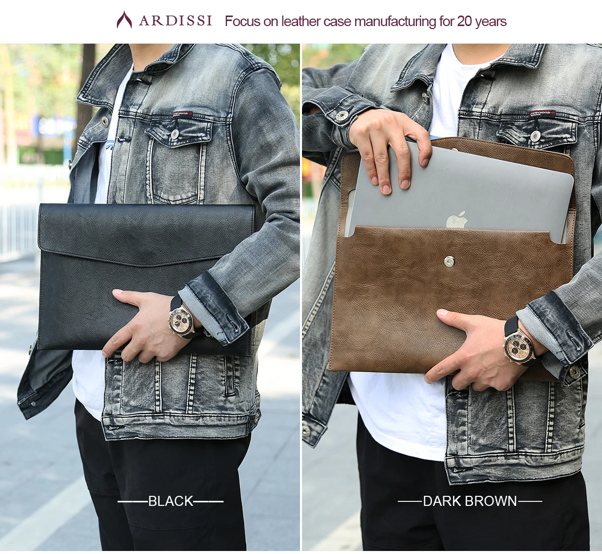 Laptop Tasche PU Leder Aktentasche Für Macbook Air Pro 13 M1 Fall Notebook Tasche Für HP XiaoMi Air 13 Pro 14 zoll Luxus Laptop Abdeckung – Detail 2