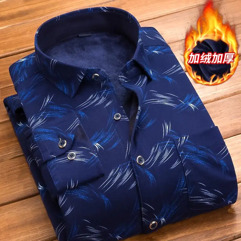 Beste Mannen Shirt Lange Mouw Regelmatige Mannen Plaid warm en fluwelen Shirt Gestreepte Shirts Mannen Jurk Camisa Sociale grote maten streetwear