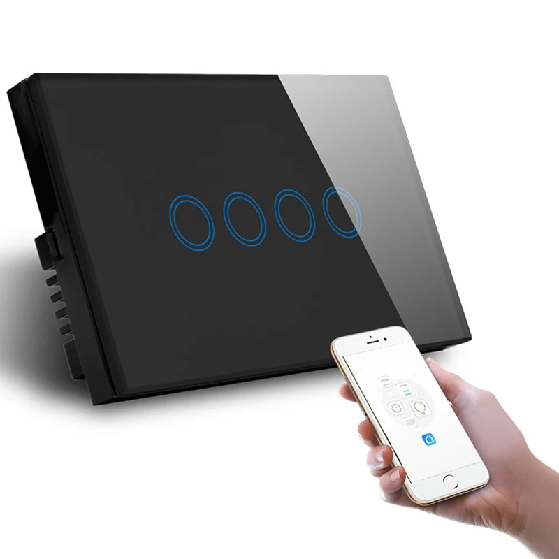 WiFi переключатель 4 Открытый одиночный контроль мобильный телефон пульт дистанционного управления WiFi настенный выключатель контактный переключатель розетка(США штекер