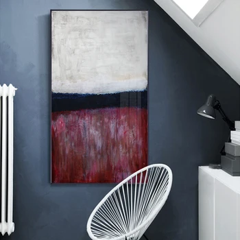 

Abstract red and white color block canvas painting posters and print home decor wall art pictures for living room bedroom aisle