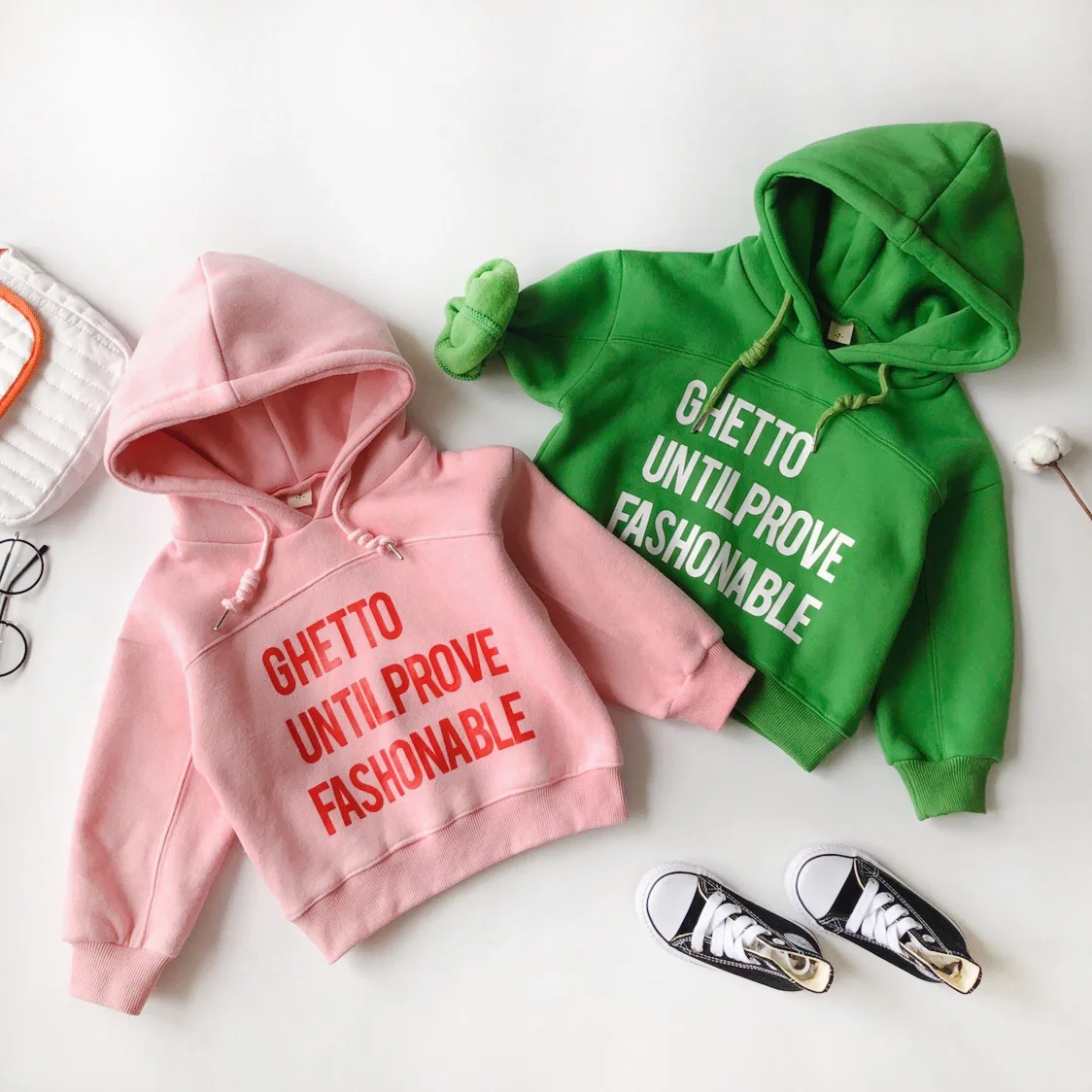 WLG boys girls winter casual hoodies kids velvet thick letter printed pink green hoodie baby warm all match clothes 2-6 years