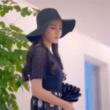 Новая мода Женская Дамская флоппи с широкими полями шерстяная фетровая пляжная шляпа котелок Горячая шляпа от солнца