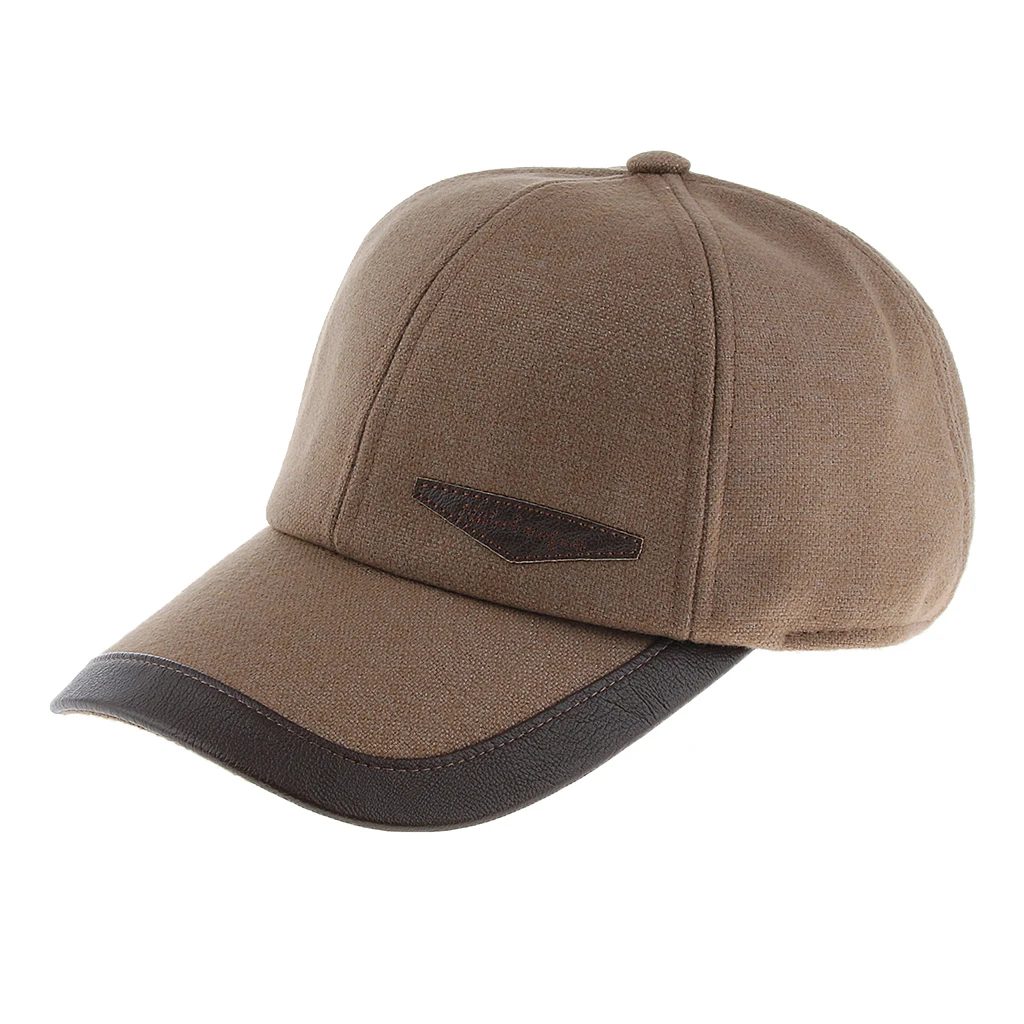 Fashion Vintage Men's Winter Autumn Warm Woolen Peaked Baseball Cap Hat with Foldable Earmuffs