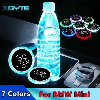 

2X 2019 Car Styling Car Logo Light LED Cup Drink Holder Anti Slip For BMW Mini Cooper 2011 2012 2013 Atmosphere Lamp Accessories