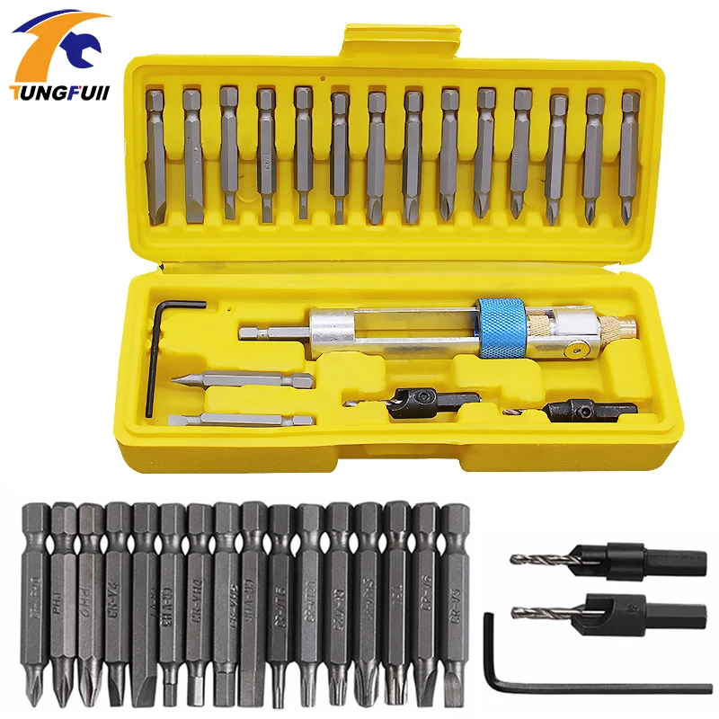 

1Set 20PCS Half Time Drill Multi Screwdriver With Box High Speed Steel Swap Drill Bit Quick-Change Driving Repair Tools Set