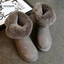 Самые Модные женские зимние ботинки в Китае, г. Натуральная овчина натуральная шерсть женская обувь с пряжкой