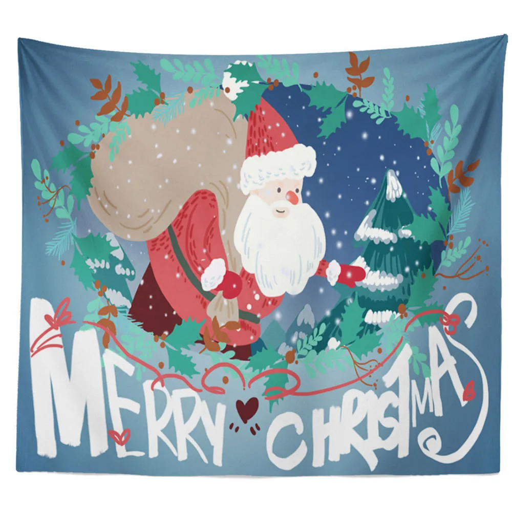 Merry Christmas гобелен лось Санта Клаус колокольчик гобелен вечерние декоративная настенная вешалка украшение для дома занавеска аксессуары - Цвет: Мягкая ткань