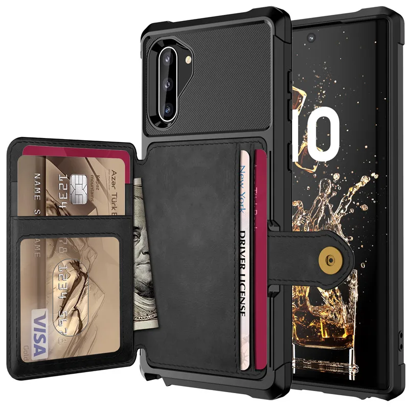 Кожаный чехол бумажник с откидной крышкой и подставкой для Samsung Note 10 10Plus подходит