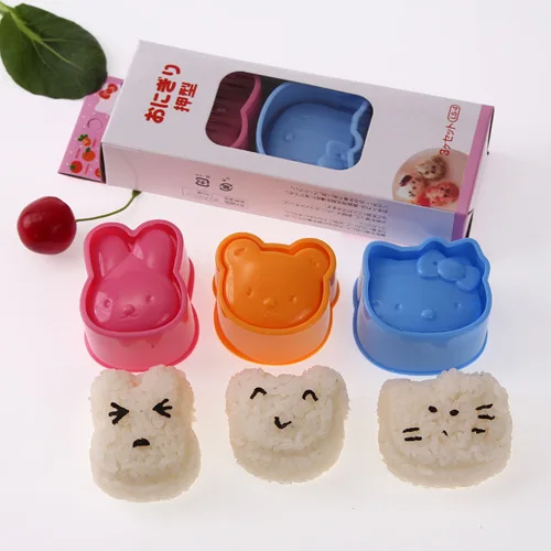 Hello kitty кролик+ медведь+ кошка рисовый ролл формочка для суши в коробке набор из 3 предметов