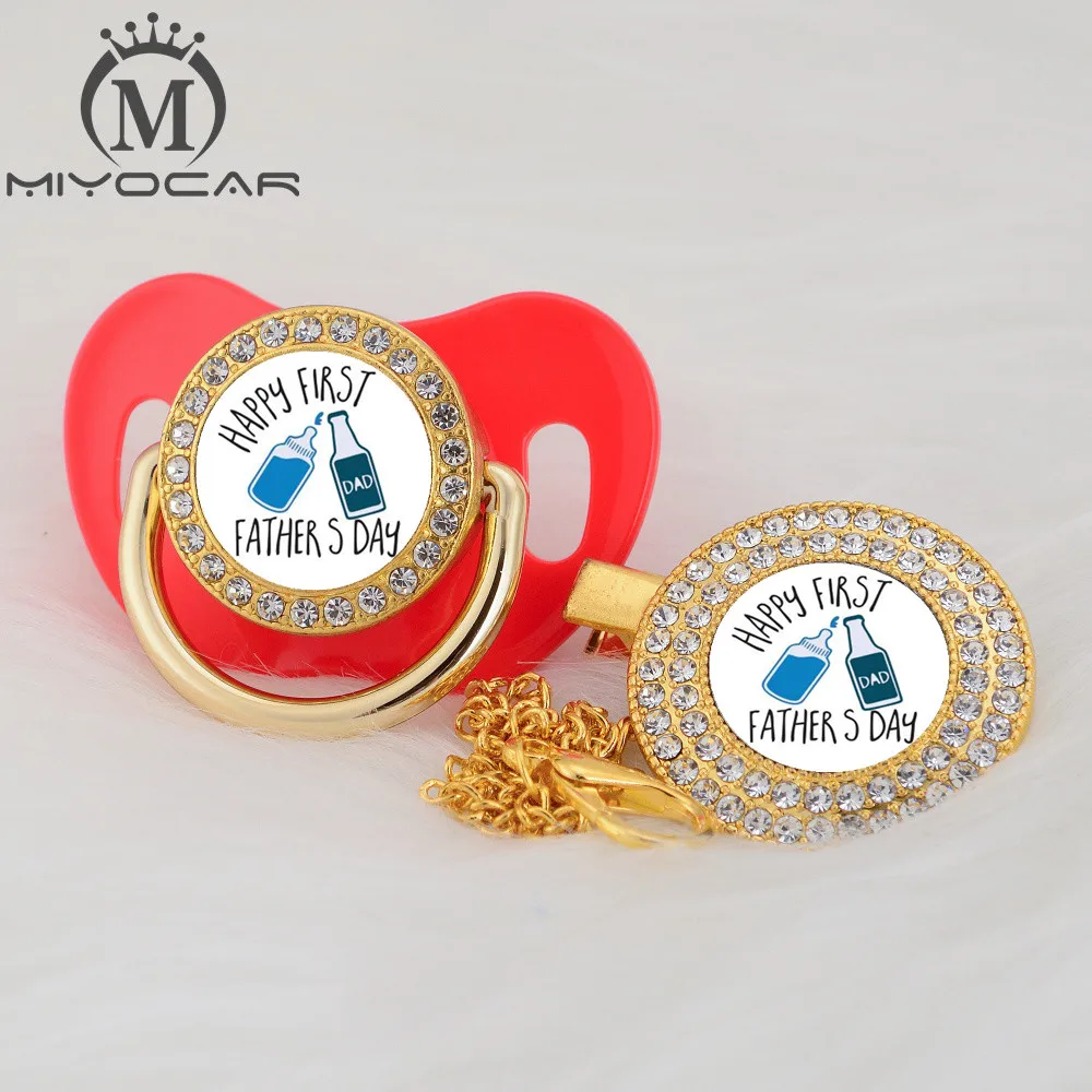 MIYOCAR на заказ любой тест День отца золото bling соска и соска клип черный BPA бесплатно пустышка bling уникальный дизайн P-FD - Цвет: P5-FD 6-18M