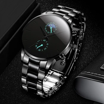 

reloj hombre Luxury Fashion Business Men Watches Classic Black Stainless Steel Analog Quartz Wrist Watch relogio masculino