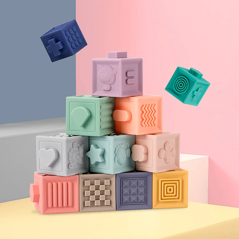 12 шт./компл. Детские захватывающие игрушки строительные блоки 3D сенсорные руки мягкие шарики детские массажные с резиновым покрытием Прорезыватели сжимаемые игрушки мяч для ванной игрушки
