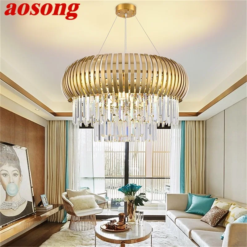 

AOSONG Modern Crystal Chandelier LED Home Decorative For Living Room Dining Room Villa Duplex