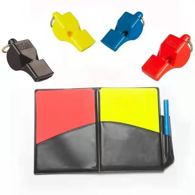New Sport Football Soccer Referee Wallet Notebook with Red Card and Yellow Card+ 4pcs Whistles Free