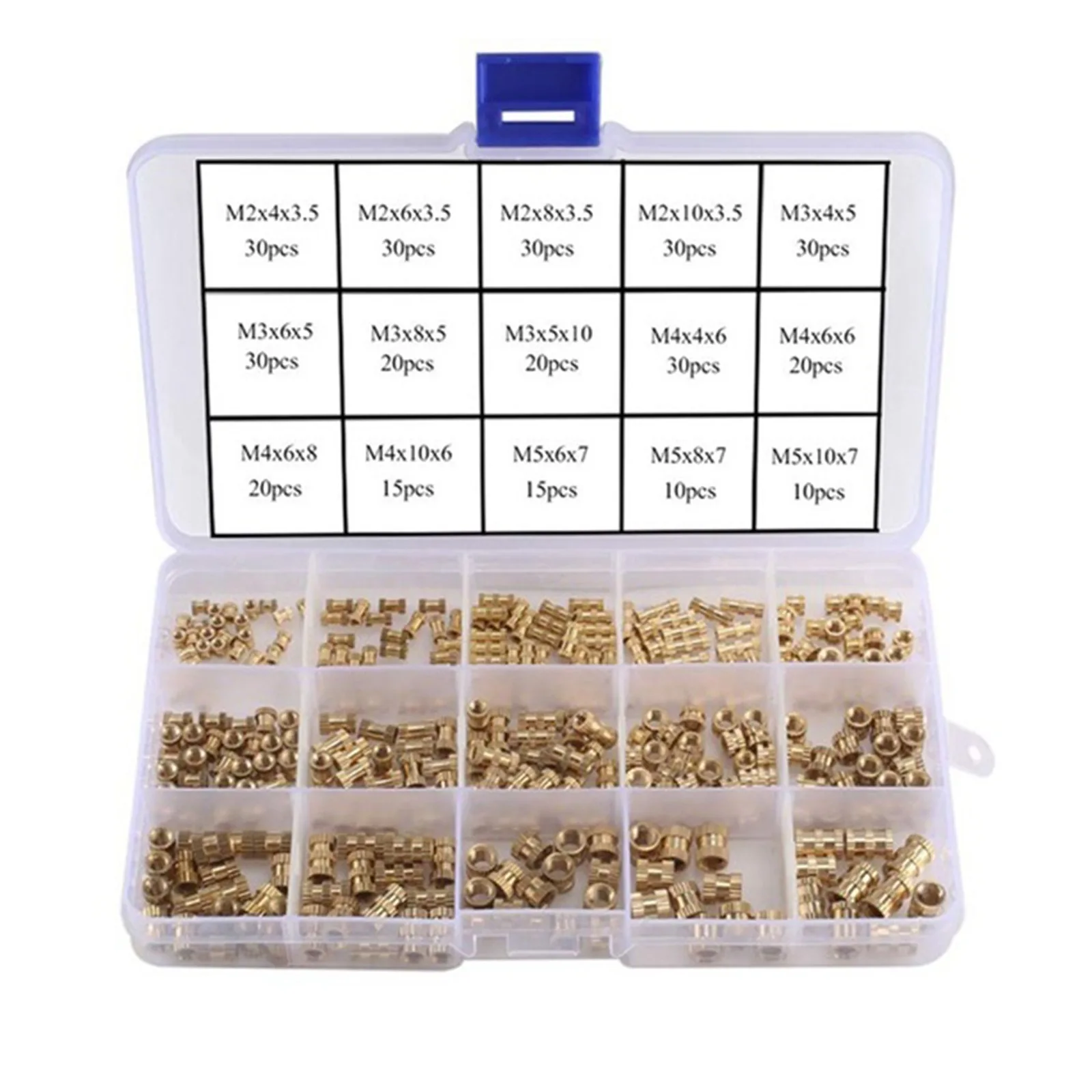 

330PCS Female Thread Knurled Nut M2 M3x3MM M4 M5 Brass Threaded Insert Round 1