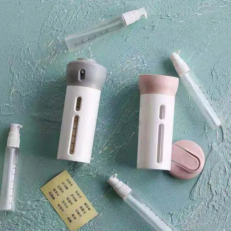 

Portable 4 in 1 Minute Bottling Travel Cosmetic Lotion Shower Gel Shampoo Cream Bottling One Rotating Squeeze Cup