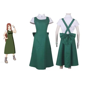 

Uzumaki Kushina dress Cosplay anime NARUTO Costumes Girl lady Summer NARUTO short sleeve green bow dress cartoon JK uniform