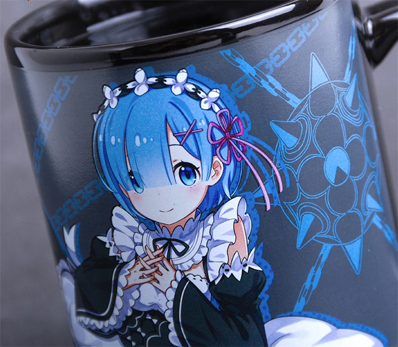 Re: жизнь в другом мире от Zero Аниме мультфильм Rem обесцвечивание Керамические Кружки офисные кофейные чашки включают в себя чашки+ ложка+ крышка чашки