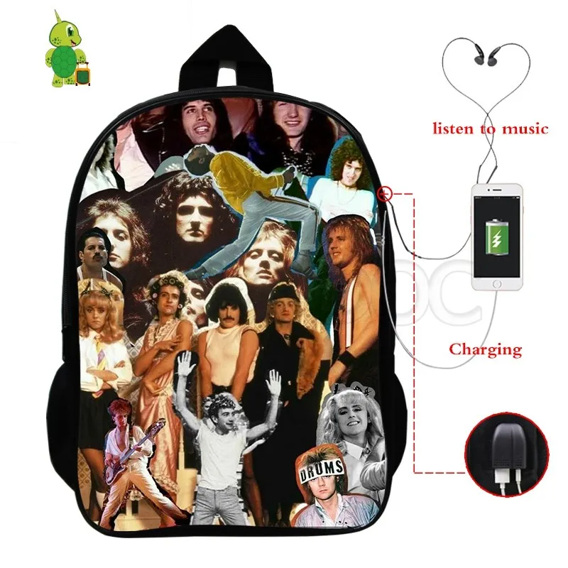 3 Freddie Mercury Collage известный рок-звезда рюкзак мужской женский рюкзак школьные сумки дорожные сумки через плечо USB зарядка Рюкзак для ноутбука - Цвет: 3
