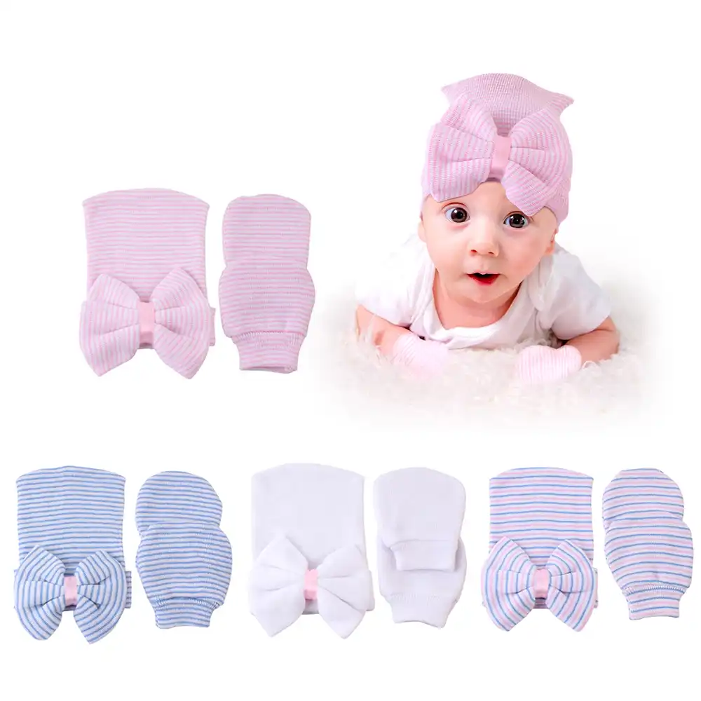 infant girl hat and mitten set