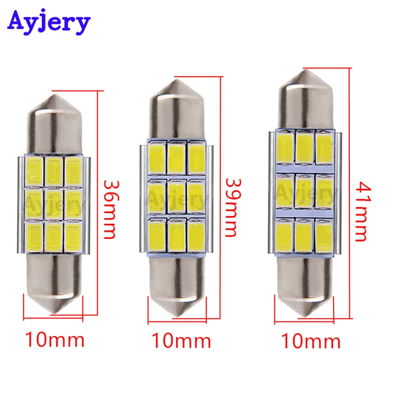 AYJERY 200 шт. Festoon C5W CANBUS 9 светодиодов 5630 5730 SMD Автомобильная купольная лампа для