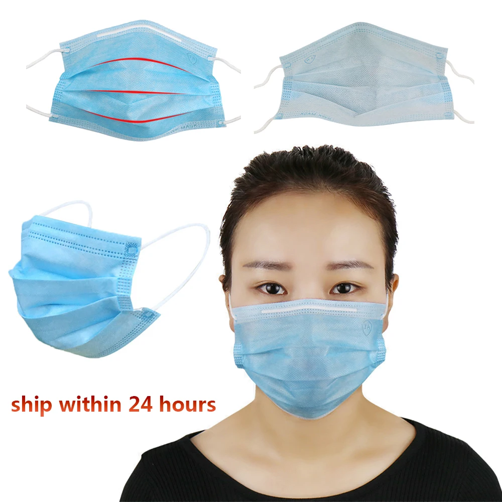 

50pcs 3 layers Mask Disposable Medical Mask Surgical Face Mouth Masks Anti PM2.5 Breathable Masks Face Care Elastic Earloop