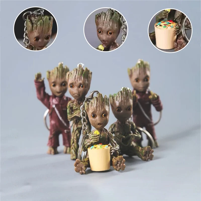 

Baby Groot Doll Keys Chain Baby Tree Man Model Marvel Guardians Groot Cos The Galaxy Avengers Decoration Figurine Toy
