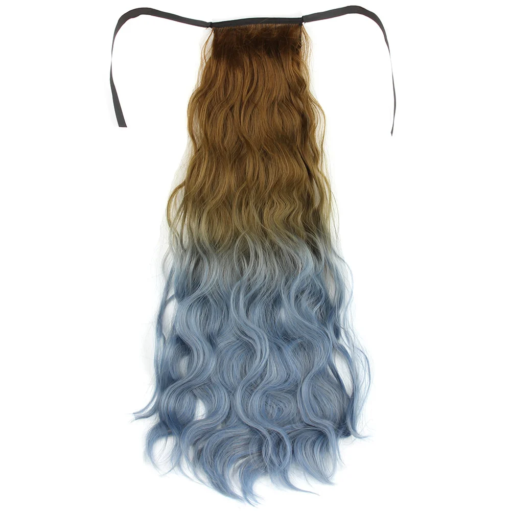 Pageup синтетические волосы длинные волнистые конский хвост Омбре конский хвост на шнуровке наращивание волос Тип Черный Синий конский хвост для женщин