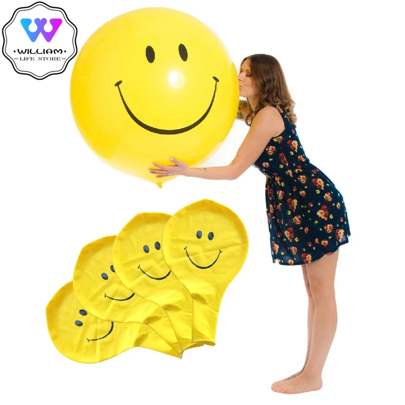 

1pcs Large size 36inch Balloons Smiley Face Expression Yellow Latex Balloons Party Wedding Kid Cartoon Inflatable Balls