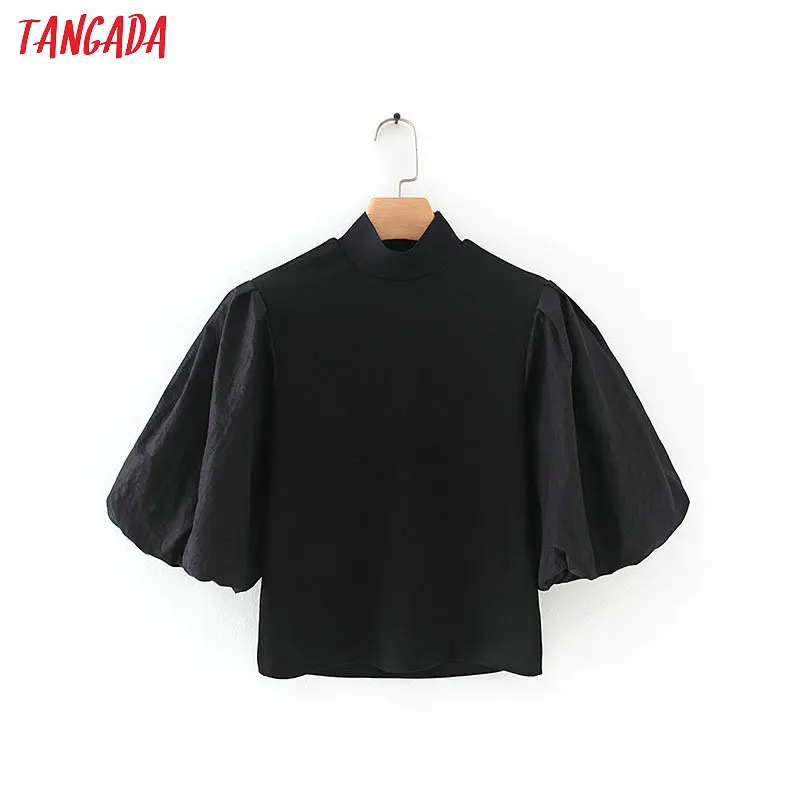 Tangada модная женская шикарная блузка с пышным рукавом, женские повседневные рубашки, стильные вязаные топы, блузы 5X10