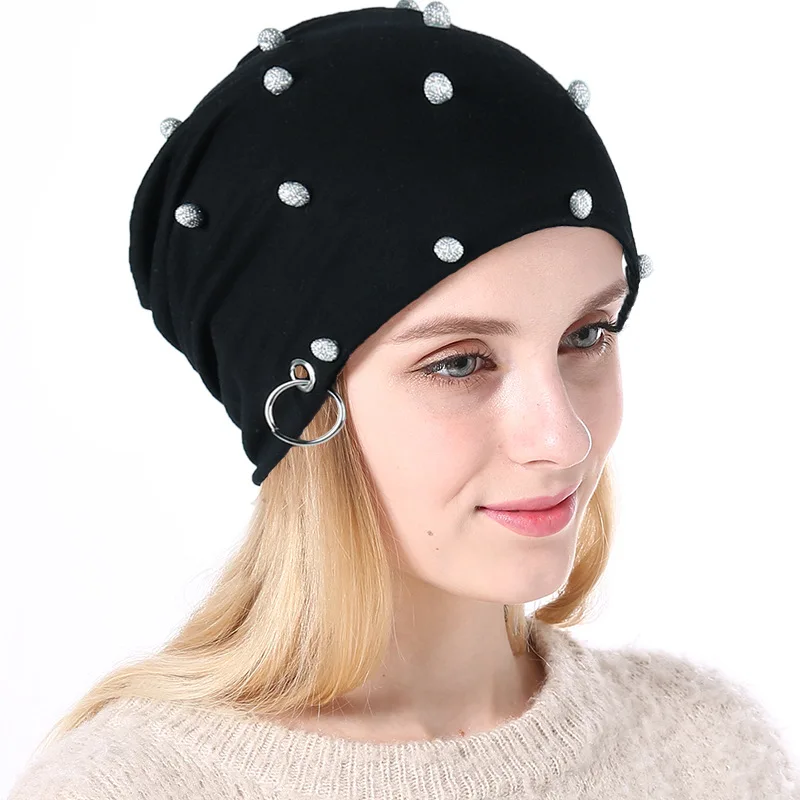 CUHAKCI, Кепка в стиле хип-хоп, женская, Skullies, новинка, модная, с заклепками, обруч, теплая, зимняя, Skullies, мужская шапка, осенние шапки для взрослых, модные шапочки - Цвет: M210 Black ball