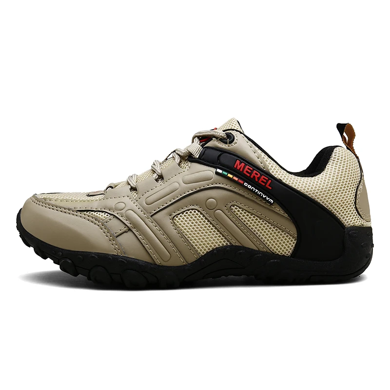 Trekking Shoes Men Outdoor Sneakers Spring Summer Breathable Hiking Shoes Mesh Men's Sneakers Climbing Boots Black Footwear - Цвет: ShaSe
