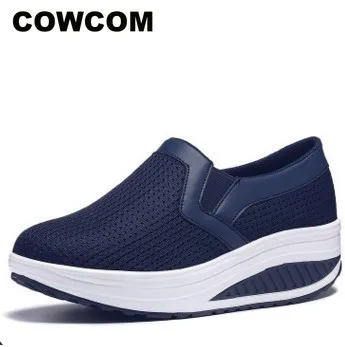 

COWCOM Drop Sale Spring Summer Mesh Shoes Air Permeability Shoes 42 Muffin Cake Thick Bottom Large Rocker Shoes 43 CYL-1608
