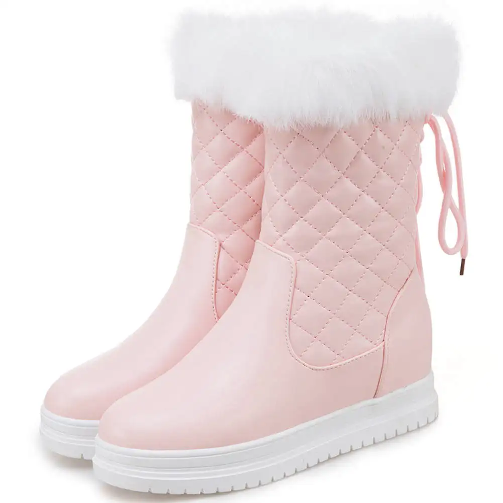 SARAIRIS 34-43 Decorating Zipper Booties Ladies Winter Platform mid-calf Snow Boots Women Warm Wedges Shoes Woman