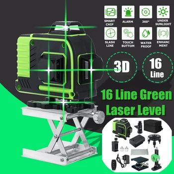 

16 Line 360 Horizontal Vertical Cross 3D Green Light Laser Level Self-Leveling Measure Super Powerful Laser Beam