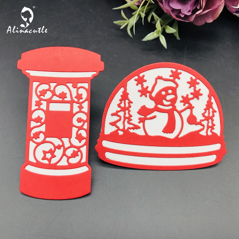 Alinacutle Metal Cutting Dies Cut Mailbox Snow Globe Snowman