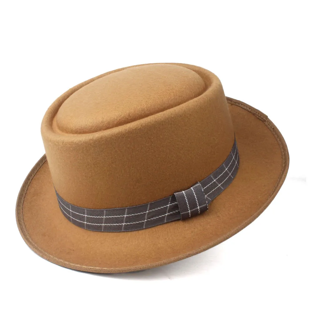 Khaki Модная мужская и женская шляпа-пирожок папа шерстяная шляпа Fedora мягкая фетровая шляпа Танцевальная вечеринка шляпа - Цвет: Khaki
