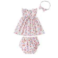 Summer Newborn Infant Baby Girl Dress Ruched Floral Tops Shorts Hairband Kawaii Baby Clothes Outfits Set Bimba 2021 Платье