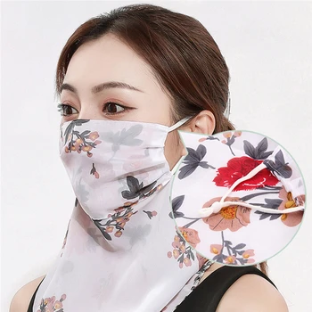 

Temperament Neck Breathable Mask New Summer Anti-UV Chiffon Thin Veil Sunscreen Multi-function Large Mask Scarf For Women