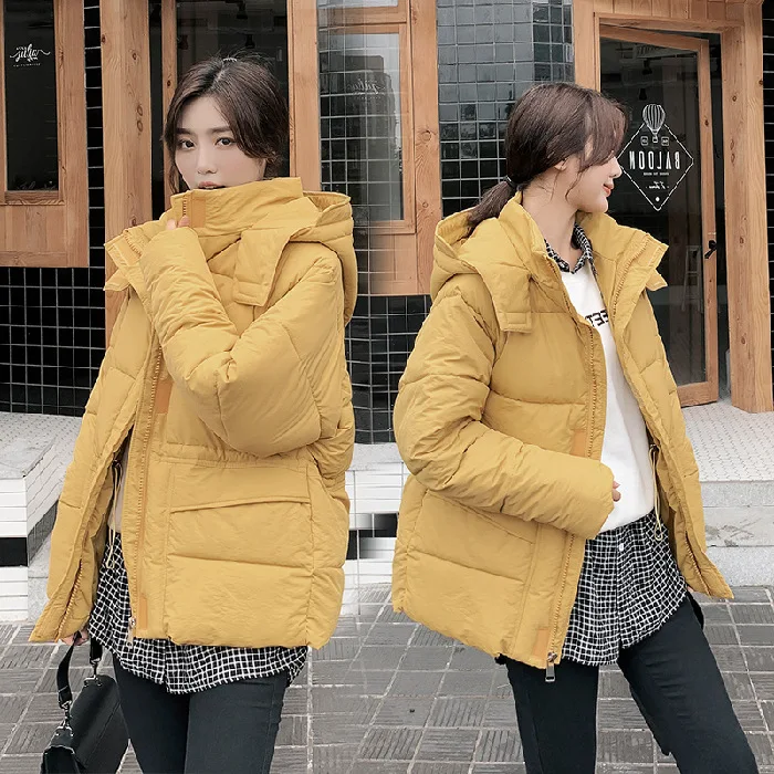 

Photo Shoot 2019 Autumn And Winter INS Super Fire down Coat Women's Loose-Fit Students Short Cotton-padded Clothes down Cotton O