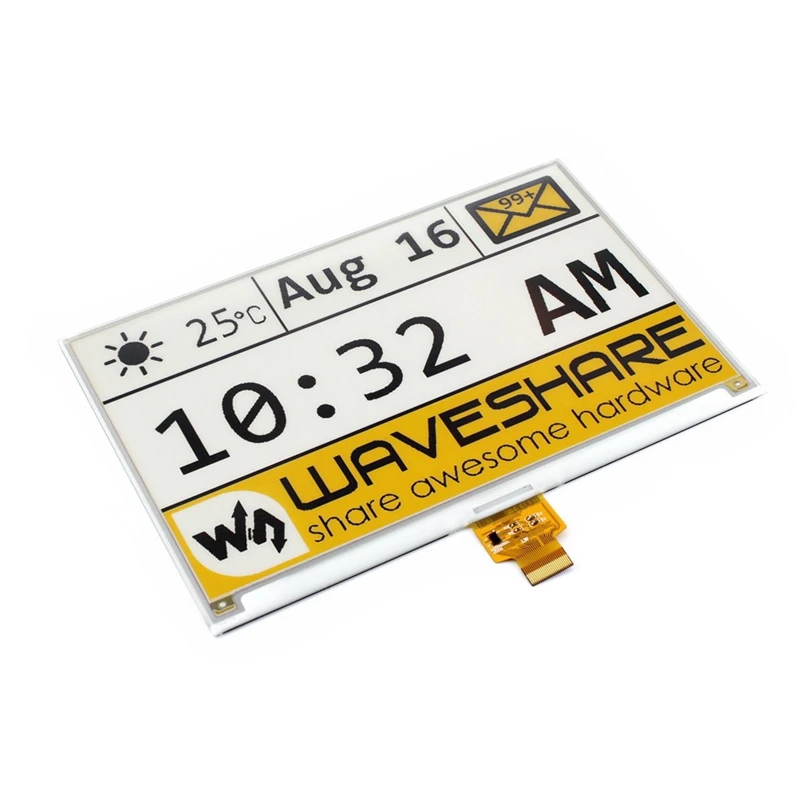 Waveshare 7,5 дюймовый E-Ink Raw дисплей панель без PCB, 640X384 E-paper, три цвета: желтый черный белый SPI интерфейс, без подсветки