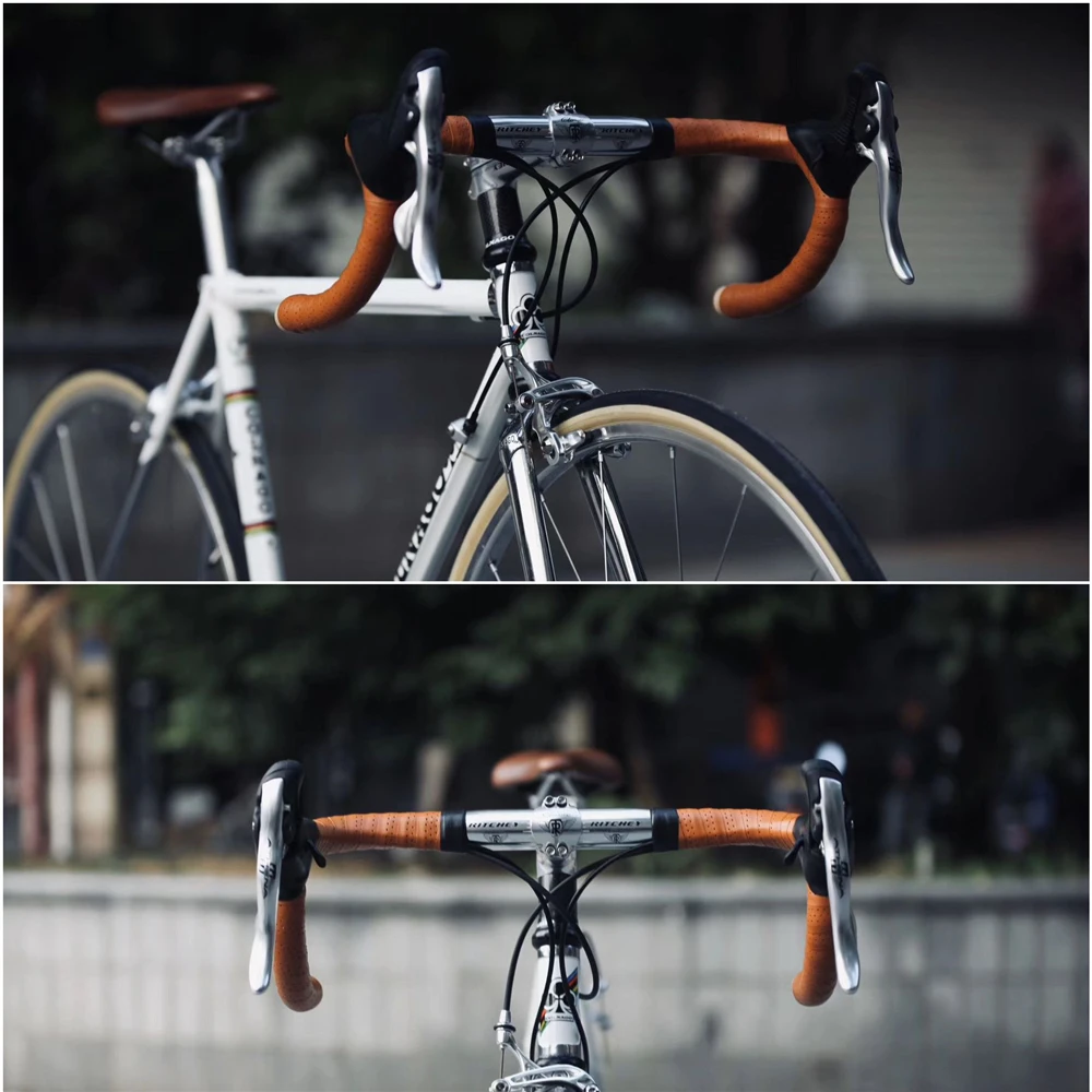 Handmade Bicycle Bartape Vintage Microfiber Leather Anti Slip Absorption Road Bike Bend Handle Tape One Size Four Colors bike handlebar tape